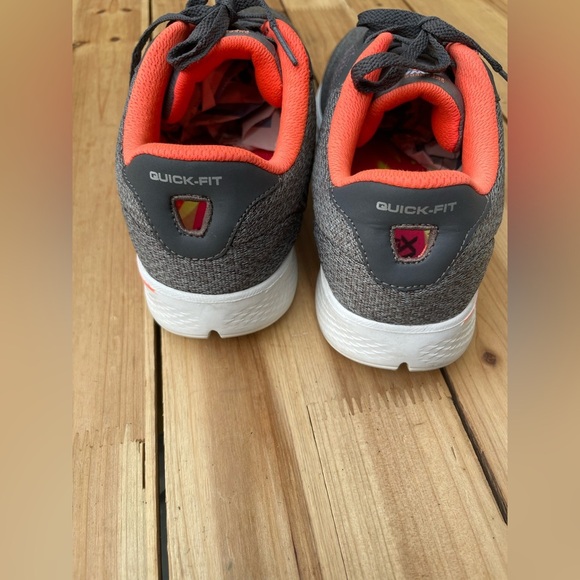 Skechers Gray and Neon Orange Sneakers - Picture 3 of 5